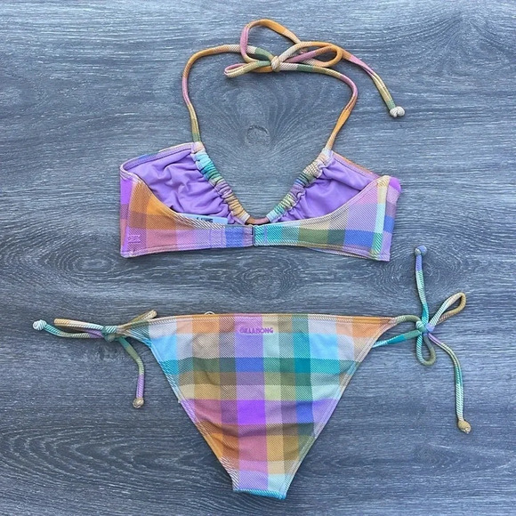 Billabong Warm Waves Drew Bikini Top & Tie Side Bikini Bottoms, multi checkered - Picture 13 of 16